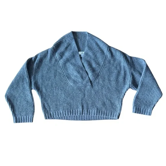 COS XS Grey Wool Cashmere Crop Sweater Ribbed Chunky Knit Long Sleeve - Picture 1 of 7